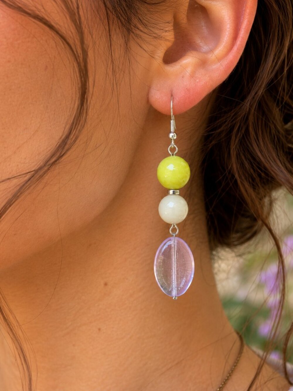 Lime Green Jade Drop Earrings, Colorful Gemstone Earrings, Vibrant Boho Earrings